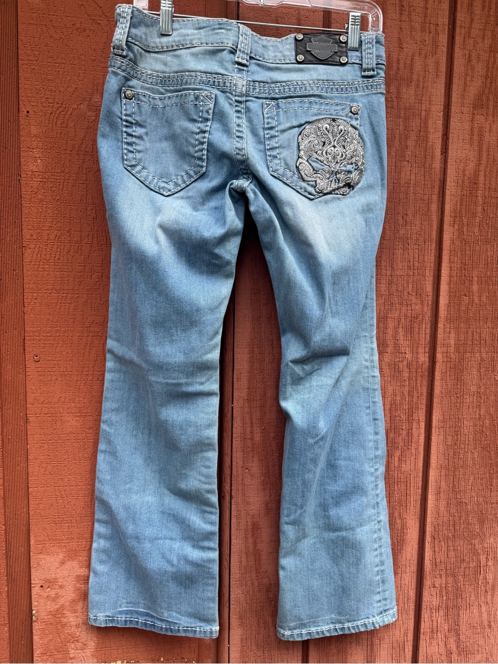 Harley-Davidson Embroidered Rhinestone Skull Bootcut Jeans Size 6 ✨